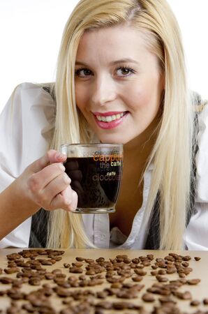 portrait of businesswoman with a cup of coffeeの写真素材