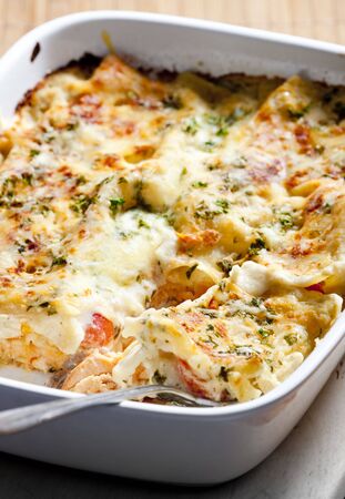 lasagne with salmonの写真素材
