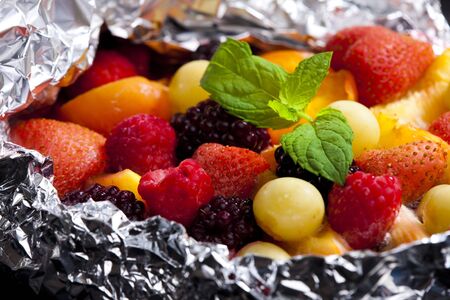 warm fruit saladの写真素材