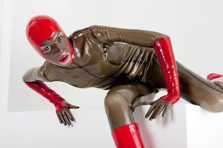 woman wearing latex clothesの写真素材