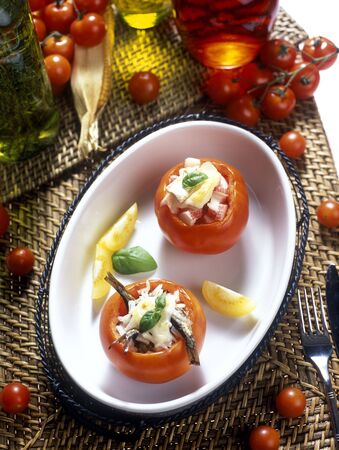filled tomatoesの写真素材