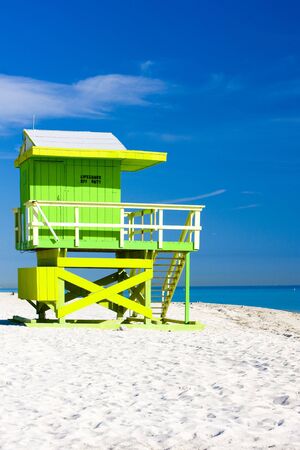 cabin on the beach, Miami Beach, Florida, USAの写真素材