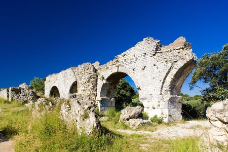 ruins of Roman aqueduct near Meunerie, Provence, Franceの写真素材