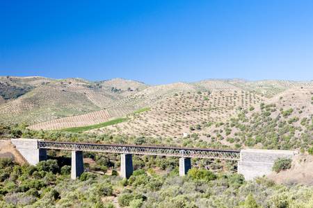 railway viaduct near border of Portugal, Castile and Leon, Spainの写真素材