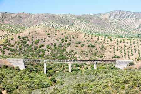 railway viaduct near border of Portugal, Castile and Leon, Spainの写真素材