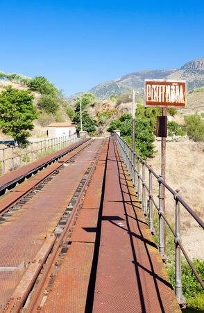 railway viaduct near border of Portugal, Castile and Leon, Spainの写真素材