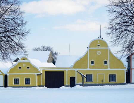 Holasovice in winter, Czech Republicの写真素材