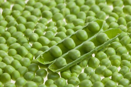 pea pod with peasの写真素材