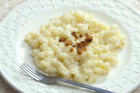halusky with bryndza cheese (Slovakian cuisine)の写真素材