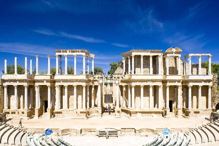 Roman Theatre, Merida, Badajoz Province, Extremadura, Spainの写真素材