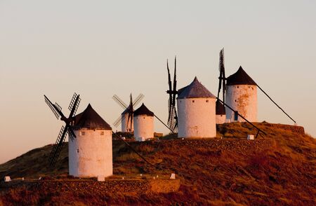 windmills, Consuegra, Castile-La Mancha, Spainの写真素材