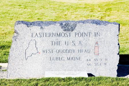 the Easternmost point of the USA, West Quoddy Head Lighthouse, Maine, USAの写真素材
