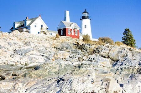 lighthouse Pemaquid Point Light, Maine, USAの写真素材