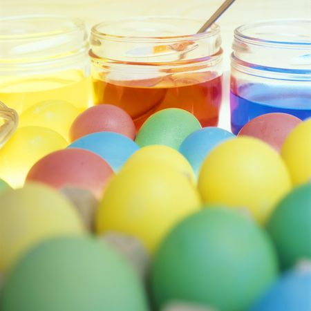 Easter eggs' colorationの写真素材