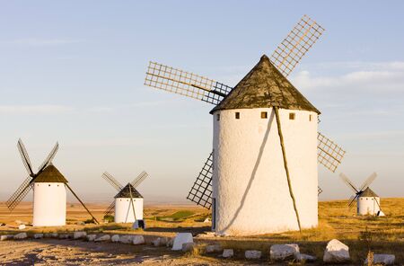 windmills, Campo de Criptana, Castile-La Mancha, Spainの写真素材