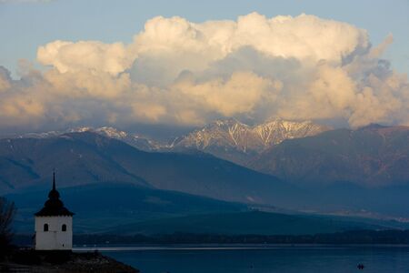Liptovska Mara with Western Tatras at background, Slovakiaの写真素材
