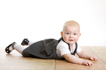 lying down babyの写真素材