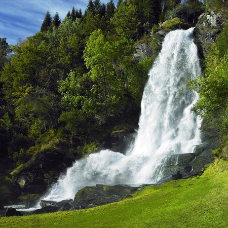 Skeie Waterfall, Norwayの写真素材