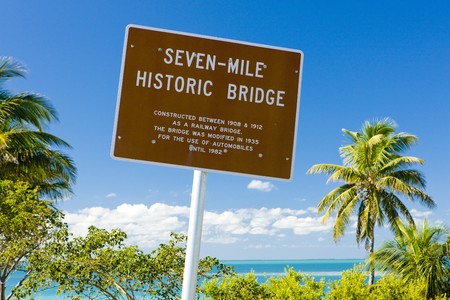 Seven-mile historic bridge, Florida Keys, Florida, USAの写真素材