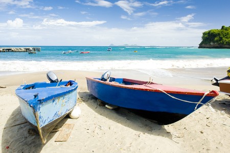 fishing boats, Sauteurs Bay, Grenadaの写真素材