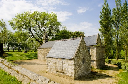 chapel of Saint-Jean-Baptiste near Saint-Vougay, Brittany, Franceの写真素材
