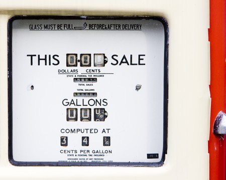 indicator detail, old petrol station, New Hampshire, USAの写真素材