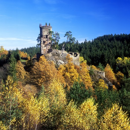 ruins of Gutstejn castle, Czech Republicの写真素材