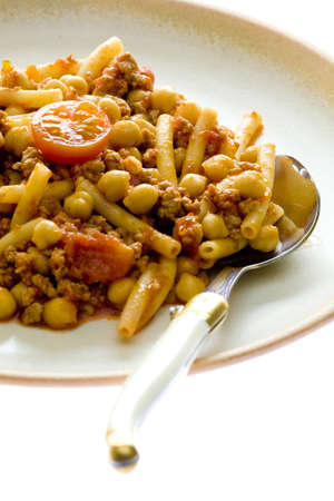 minced beef meat with tomatoes and chick peasの写真素材