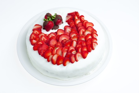 light yogurt cake with strawberriesの写真素材