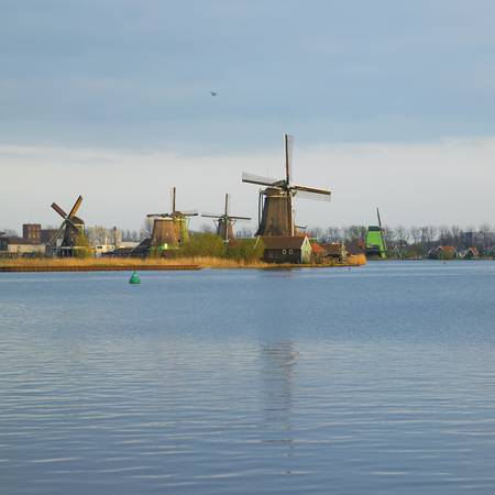 windmills, Zaanse Schans, Netherlandsの写真素材