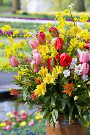 flower bouquet, Keukenhof Gardens, Lisse, Netherlandsの写真素材