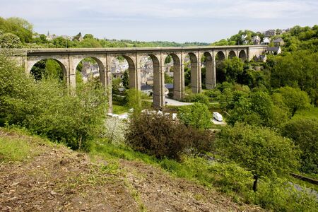 road viaduct, Dinan, Brittany, Franceの写真素材