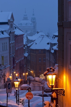 Prague in winter, Czech Republicの写真素材