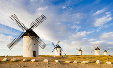 windmills, Campo de Criptana, Castile-La Mancha, Spainの写真素材