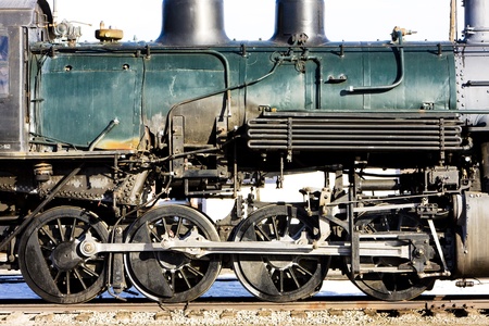 detail of steam locomotive, Alamosa, Colorado, USA