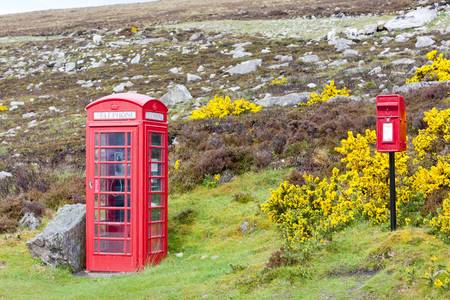 telephone booth and letter box near Laid, Scotlandの写真素材