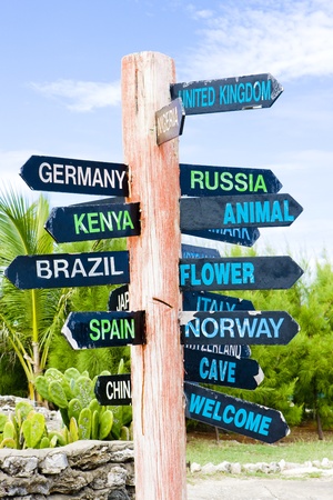 guidepost, North Point, Barbadosの写真素材