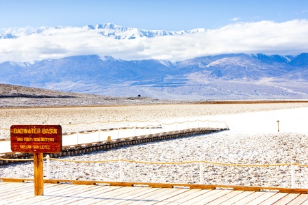 Badwater (the lowest point in North America), Death Valley National Park, California, USAの写真素材