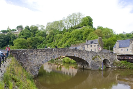 gothic bridge, Dinan, Brittany, Franceの写真素材