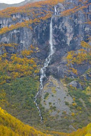 landscape near Melkevollbreen Glacier, Jostedalsbreen National Park, Norwayの写真素材