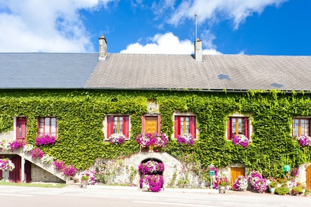house with flowers, Burgundy, Franceの写真素材