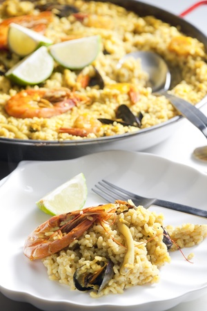 paella with seafoodの写真素材