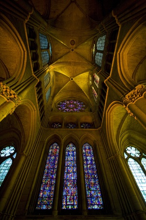 interior of Cathedral Notre Dame, Reims, Champagne, Franceのeditorial素材