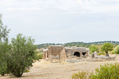 ruins of Roman villa, Sao Cucufate, Alentejo, Portugalの写真素材