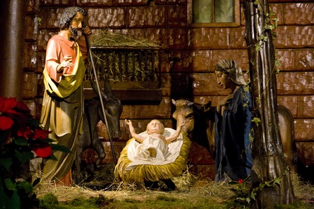 crib in Cathedral Notre Dame, Strasbourg, Alsace, Franceのeditorial素材