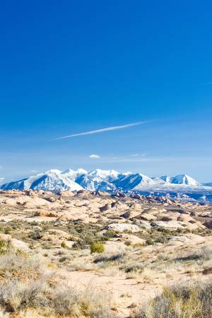 La Sal Mountains, Arches NP, Utah, USAの写真素材