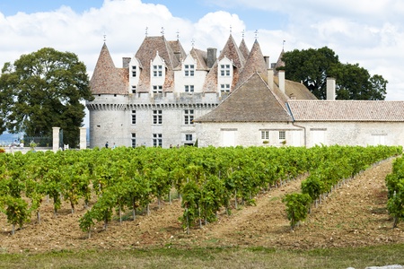 Monbazillac Castle with vineyard, Aquitaine, Franceのeditorial素材