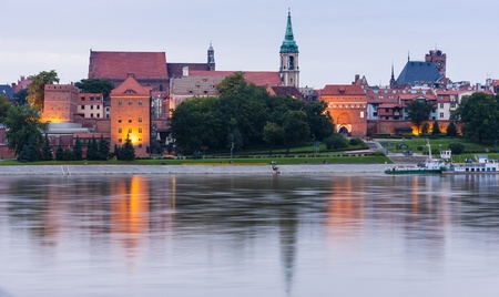 Old town of Torun at night, Kuyavia-Pomerania, Polandの写真素材