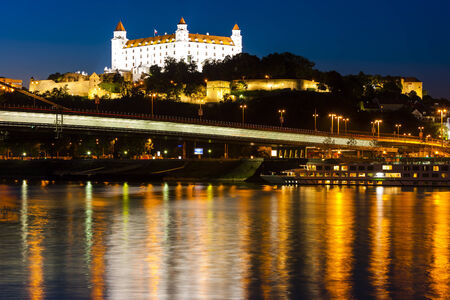 Bratislava Castle at night, Slovakiaのeditorial素材