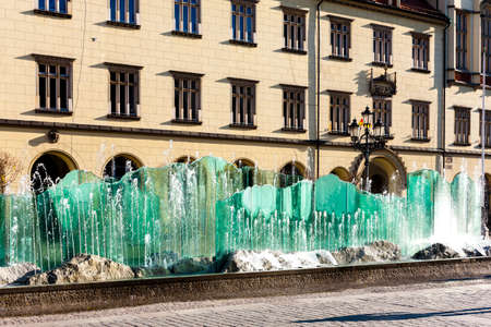 Main Market Square with modern fountain, Wroclaw, Silesia, Polandの写真素材